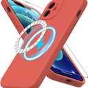 DEENAKIN Magnetic for iPhone 12 Case Silicone with Screen Protector - [Compatible with MagSafe] - Camera Protection - Slim Fit Protective Phone Cover 6.1" for Women Girls -Coral