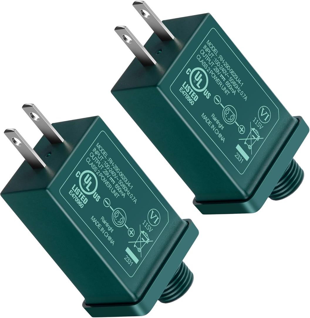 2 Pack 29V 18W LED Power Supply, UL Certification LED Transformer Replacement Class 2 Power Supply, Low Voltage Adapter US Plug for Christmas Tree Lighting, Holiday String Light