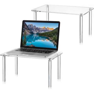 RattanView 2 Pcs 15 Inch Acrylic Risers Display Stands Rectangular 4-leg Acrylic Plant Stand, 6mm Thick Clear Shelf Riser Display Stands for Decor Collectibles Figures and Item Photography