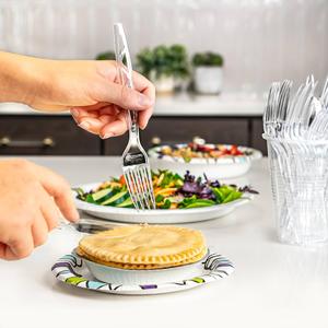 Acellegic 91pcs Acrylic Cutlery Storage Organizer Set with Utensils Cutlery Dispenser and 30 Sets Plastic Forks Spoons Knives Plastic Silverware Disposable Utensils for Parties Dining Kitchen