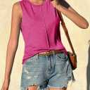 ZIWOCH Womens Crew Neck Tank Tops Sleeveless Loose Fit Shirts (Pink)
