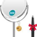 Auxmir 1X/ 30X Magnifying Mirror, Makeup Mirror with Tweezer, Double Sided Round Vanity Tabletop Mirror, 360 Rotation Portable for Dressing Table Desk Bathroom Bedroom Travel, Clear