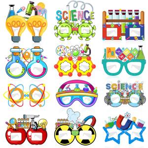 24 PCS Science Party Paper Eyeglasses, Science Party Favors Decorations Supplies, Science Birthday Party Decorations Gifts Photo Booth Props for Kids Boys Girls