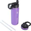 ThermoFlask 18 oz Double Wall Vacuum Insulated Stainless Steel Water Bottle with Spout and Straw Lids, Plum