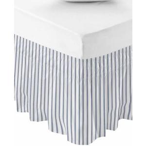 RisQiten Navy Blue Striped Bed Skirt , Adjustable Elastic Bedskirt Dust Ruffle for Queen Bed, Navy Blue White Stripes Farmhouse Wrap Around Bed Skirts Pleated Bed Frame Cover