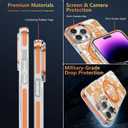 XIZYO Magnetic for iPhone 13 Pro Max Case Floral Flower Cute [Compatible with MagSafe] Magnetic Ring Stand Clear Rose Women Girly Kickstand Shookproof Case 6.7 Inch-Orange