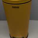 Garvee 2.6 gal / 10 L Metal Bathroom Trash Can with Lid, Slim Waterproof Garbage Can for Bedroom, Small Step-on Trash Bin with Inner Bucket, Rear Handle, Soft Close Lid, Yellow
