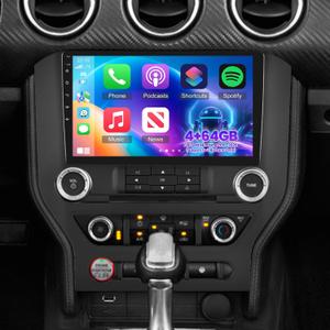 4+64G 9 inch Screen Radio for Ford Mustang 2015 2016 2017 2018 2019 2020 (Adapts to 3 Buttons) -Android Touchscreen Car Stereo with Carplay/Android Auto/Bluetooth 5.0/32 EQ Audio