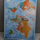 Canvas World Map with Cork Pin Board - English Lettering - Decorative Wall Decoration for All Rooms - Canvas Pictures with World Map Motif (70x50 cm, Pattern 21)