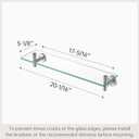 KES Glass Shelf for Bathroom, Floating Glass for Wall Shelves 20-Inch 3 Pack Rectangular Stainless Steel Brackets Wall Mounted Brushed Finish, A2021-2-P3, 20.08D x 5.71W x 3.19H in