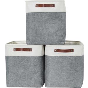 DECOMOMO Extra Large Storage Baskets, 54.5L Fabric Storage Bins for Organizing Linen Closet, Nursery (Slate Grey & White, XXXL - 3 pack)