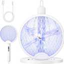 YISSVIC 2 in 1 Mosquito Killer Racket, 4000V Foldable Electric Fly Swatter with Charging Base & Purple Light, Rechargeable 1800mAh Bug Zapper Indoor for Home, Patio, Backyard, Camping Use