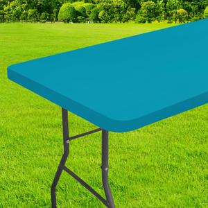 homing Rectangle Table Cloth Cover, Waterproof Polyester Elastic Fitted Tablecloth, Fits for 5 Foot Folding Tables, Washable Table Protector for Picnic, Camping, Outdoor (Teal, 30" x 60")
