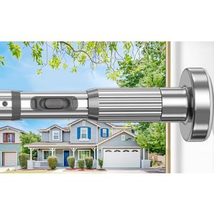 ZipGlo Tension Curtain Rod Silver Shower Rod 40-185IN Long Curtain Rods No Drilling Adjustable Tension Rods of Shower or Bathroom Outdoor Window Patio Diameter 1.26In
