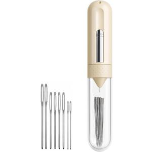 2 x Upgraded 5-in-1 Automatic Needle Threader & Seam Ripper Kit, Premium Needle Threaders for Hand Sewing with 8 Large-Eye Needles, Sewing, Embroidery&Cross Stitch Supplies Tools (Upgraded 1Pcs-Yellow)