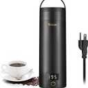 Sekaer Travel Electric Tea Kettle Portable Small Mini Coffee Kettle, with 4 Variable Presets, Personal Hot Water Boiler 304 Stainless Steel with Auto Shut-Off & Boil Dry Protection, SY-618B (Black Gold)