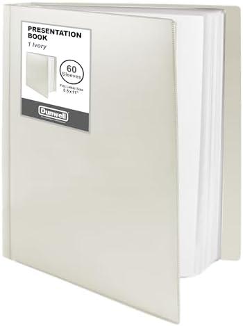 Dunwell Binder with Plastic Sleeves 60-Pocket (Ivory), Presentation Book, 8.5 x 11 Portfolio Folder with Clear Sheet Protectors, Displays 120 Pages of Documents, Certificates, Keepsakes
