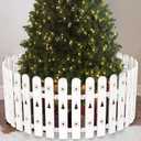 Christmas Tree Fence, 24 PCS White Picket Fence Holiday Decoration Around Artificial Real Xmas Trees, Plastic PVC Small Fence Panel Freestanding Barrier to Go, Toddlers Cats Proof, Overall 11"W x115"L