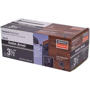 Simpson Strong-Tie SDWS22312DBB-R50 Outdoor Accents Structural Wood Screw .220 in. x 3-1/2 in. DB Coating, Black (50-Qty)