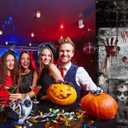 Horrible Horror Door Banner Cover for Halloween Party Decoration, Halloween Wall Decoration Backdrop, Holiday Home Hanging Decor Party Supplies Photo Background