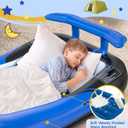 CHERIMOR Inflatable Toddler Travel Bed with Safety Bumpers & 2 Mins Auto Inflation Pump, Portable Toddler Kids Air Mattress with Carry Bag for Home Grandma's Sleepovers Travel Camping, 330lbs Support