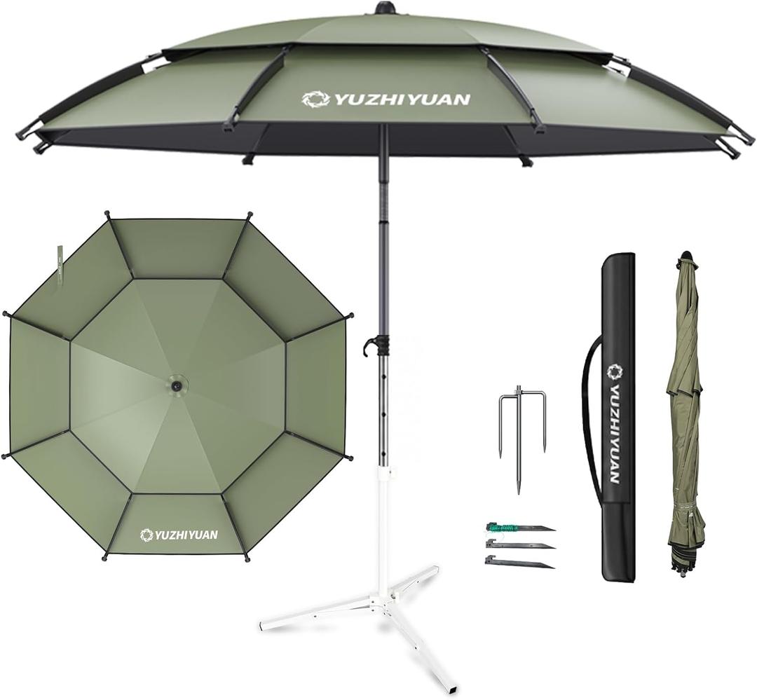 Outdoor Umbrellas for Patio 7.8FT Patio Table Umbrella with Tilt, UPF50+ UV Protection, High Black Coated, with Carry Bag, Great for Beach, Camping, Picnic, Backyard