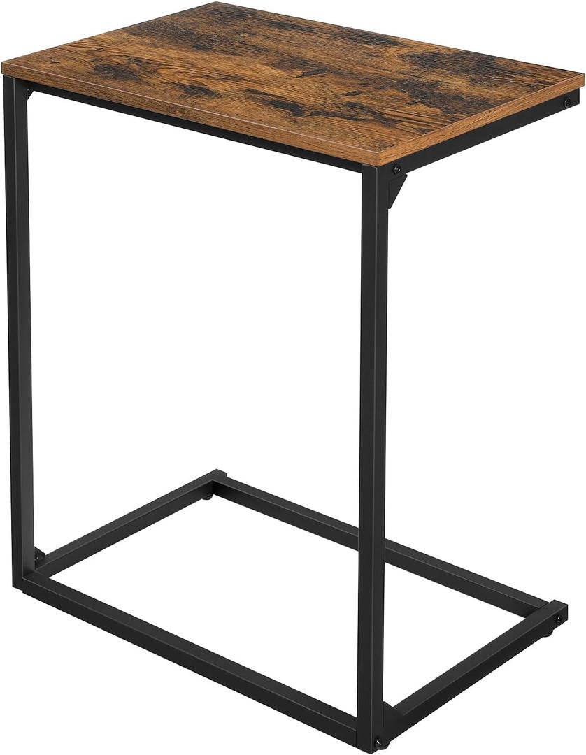 VASAGLE C Shape End Table, Small Coffee Table for Couch Or Sofa, Industrial Side Table in Living Room, Bedroom, 13.8 x 21.7 x 26 Inches, Rustic Brown and Black ULNT52BX, 1 pack