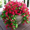 HyeFlora Artificial Fake Hanging Flowers for Spring Outdoor Outside Decoration, 2PCS Faux Silk Hotpink Daisy Plants UV Resistant Look Real Orchid Vines for Indoor Home Balcony Porch Planter