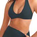 Halter Sports Bra for Women Longline Strappy Open Back Yoga Bra Removable Cups Workout Gym (Medium, Dark Blue)