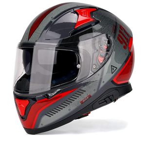 HAX Full Face Motorcycle DOT Approved Helmet with Dual Rear Wing and Pinlock Ready - Lightweight and Durable Motorbike Street Bike Helmet for Adults (Impulse Droid Red, L)