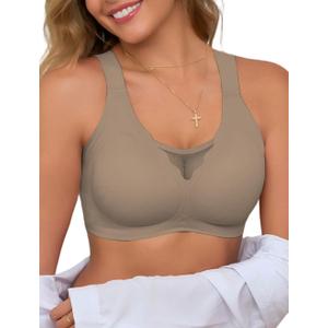 Wireless Seamless Bras for Women No Underwire Bra Full Coverage Comfortable Bras Everyday Bra (XX-Large, Coffee)