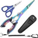 Fishing Needle Nose Pliers, Stainless Steel Fish Pliers and Scissors Set with Sheath Lanyard, Hook Remover Split Ring Tools, Aboda Fishing Gear Fresh & Saltwater Fishing Tool Kit (9-inch Kit)