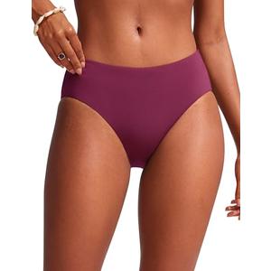 CRZ YOGA Mid Waisted Bikini Bottoms for Women - Full Coverage Bathing Suit Swimsuit Basic Swim Briefs Fuchsia Large