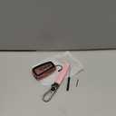 Lucrum Compatible with Toyota Key Fob Cover & Leather Keychain, Keyfob Case for Avalon Camry Corolla Prius RAV4 Highlander (Black & Pink)