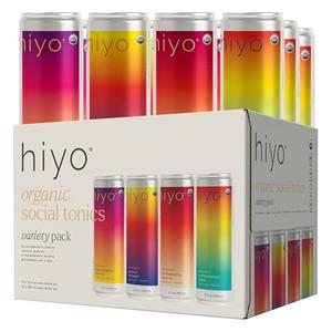 Hiyo Organic Social Tonic – Variety Pack, 24 Pack - N.A. Functional Seltzer, Sparkling Water Crafted with Organic Adaptogens, Nootropics & Botanicals
