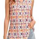 TOLOVIC Womens Tank Tops V Neck Loose Fit Flowy Printed Pleated Sleeveless Blouse Tunic Tank Top Tops for Women Summer Casual
 (X-Large)
