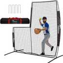 Baseball Softball Pitching Screen, Pitcher Protection Net with Upgrade Frame, Baseball Batting Pitching Net for Backyard Field Outdoor, L Screen or I Screen-Pitcher Protection Net with Carry Bag