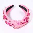 boderier Valentines Day Headband Red Pink Heart Headband Jeweled Crystal Knotted Valentines Lover Party Hair Accessory (Pink-Beaded Rhinestone Heart)