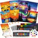 Cholemy 36 Pcs Valentine Paint and Sip Kit for Adults 8''x10'' Pre Drawn Canvas for Painting DIY Afro Acrylic Painting Kit Wood Easel Brushes Date Night Bulk for Party Gifts