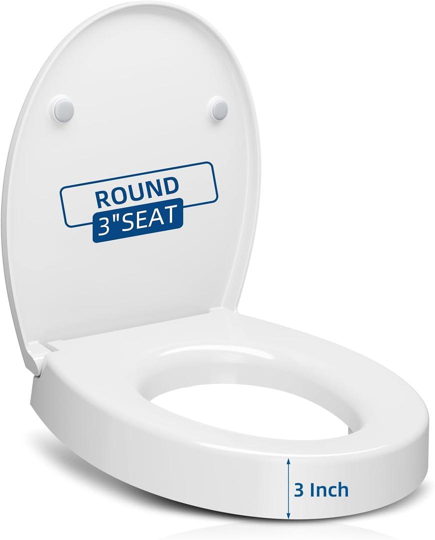 Elevated Toilet seat 3 Inch, Round Toilet seat risers for Seniors