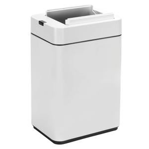 ELPHECO Bathroom Trash Can with Lid 2.6 Gallon Smart Trash Can Slim Motion Sensor Garbage Can Automatic Stainless Steel Wastebasket Bathroom Decor for Bedroom Office Toilet White