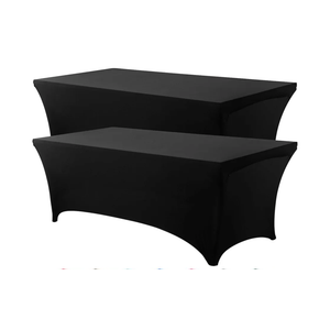 6FT Spandex Tablecloth [6  Pack, Black] 200 GSM Stretch, Fitted, Washable and Wrinkle Resistant Table Cloth Rectangle Cover for Trade Shows, Wedding, Parties [72Lx30Wx30H Inch