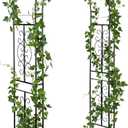 Plow & Hearth Arch Metal Outdoor Garden Arbor 7 Feet Tall Black Iron Trellis for Climbing Plants Outdoor, Wedding Party Arch, Outdoor Patio Decor, 84 inches tall x 45 inches wide x 16 inches deep