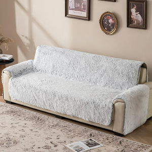 Plush and Fuzzy Shaggy Couch Cover, Faux Fur Sofa Cover, Water Resistant Slipcover, Non-Slip Furniture Protector for Kids,Dogs,Cats.White Bubble XX-Large Sofa)