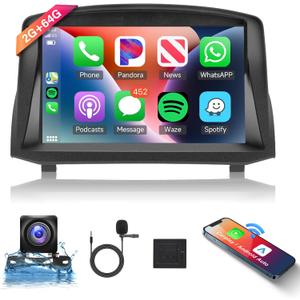2+64G Android Car Radio Stereo for Ford Fiesta Mk 6 2008-2019, 9 Touch Screen Head Unit with Wireless Carplay Android Auto Mirror Link GPS Navigation WiFi Bluetooth FM/RDS EQ Backup Camera SWC