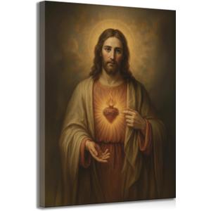 Sacred Heart of Jesus Wall Art Christian Jesus Divine Mercy Portrait Picture Painting Wall Decor Poster Print Artwork for Bedroom Office Living Room Home Decoration