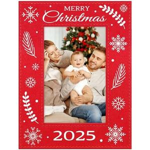 FaCraft Christmas Picture Frame 2025 - Snowflake Vertical 4x6 Merry Christmas Photo Frame for Family Friends Kids Women Men - Xmas Party Holiday Picture Frames Gifts Home Decorations Souvenir Keepsake