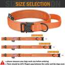 HYDEME Tactical Dog Collar, Alpine Loop Adjustable Military Training Nylon Dog Collars with Handle and Reflective for Small Medium Large Dogs, with Airtags Protective Case & Patches.(L,Orange)