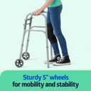 Medline Lightweight Junior/Lower Height Folding Walker with 5 Wheels