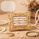 Liliaafar Vintage Ring Holder Wide Gold Ring Wedding Display Suede Jewelry Box Stand Frame Earring Tray Anniversary Engagement Baroque Organizer Photograph Prop for Women Birthday Gifts